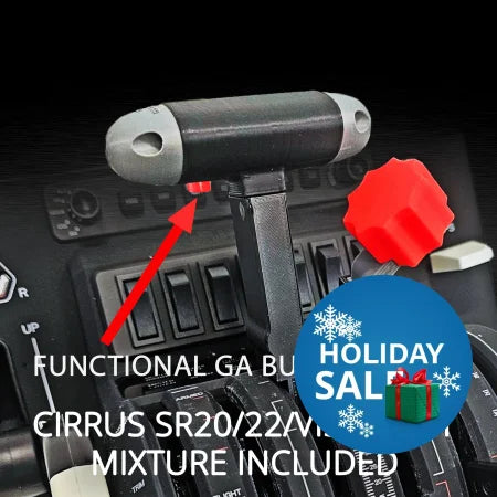 Close-up of Prodesksim Cirrus SR20/22/Vision Jet throttle for Honeycomb Bravo FS2020, Xplane, p3d, with functional GA button and mixture lever—ideal upgrade for your setup.