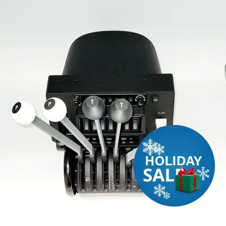 The Prodesksim DC-3 set of six levers for the Honeycomb Bravo Throttle Quadrant, featuring two throttle levers, two mixture levers, and two propeller levers, is perfectly tailored for a DC3 Twin Engine. Each lever is conveniently marked with "P" for Props, "T" for Throttle, and "M" for Mixture and comes with distinct handle colors: two white, two black, and two red, all set against a crisp white background.