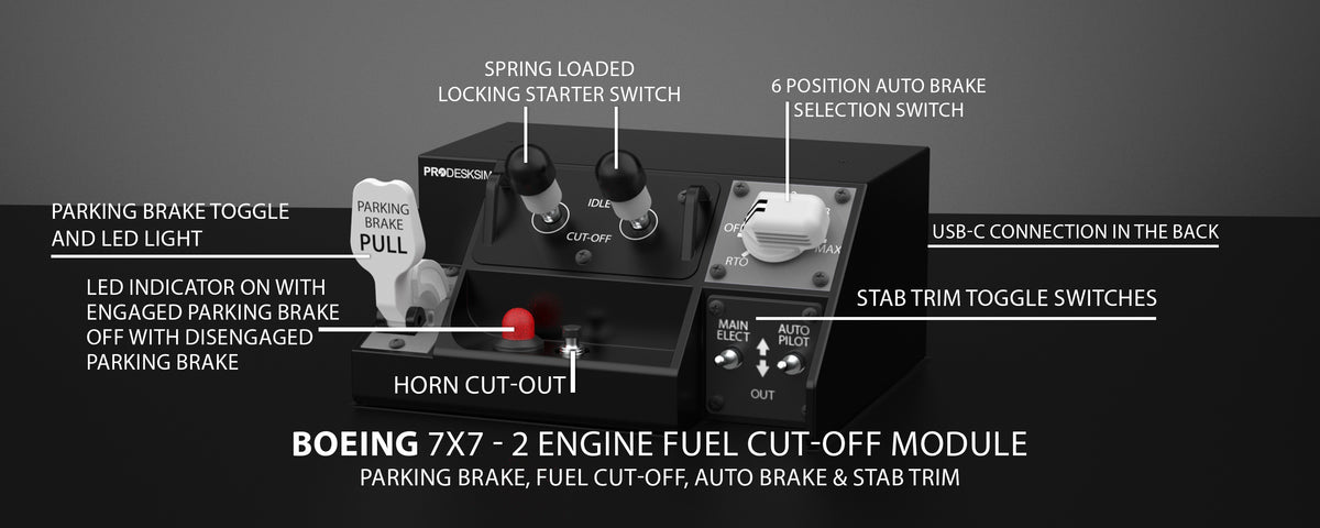 NEW! Prodesksim Stand Alone B7X7, 2 Engine Fuel Cut-off/Auto Brake/Par