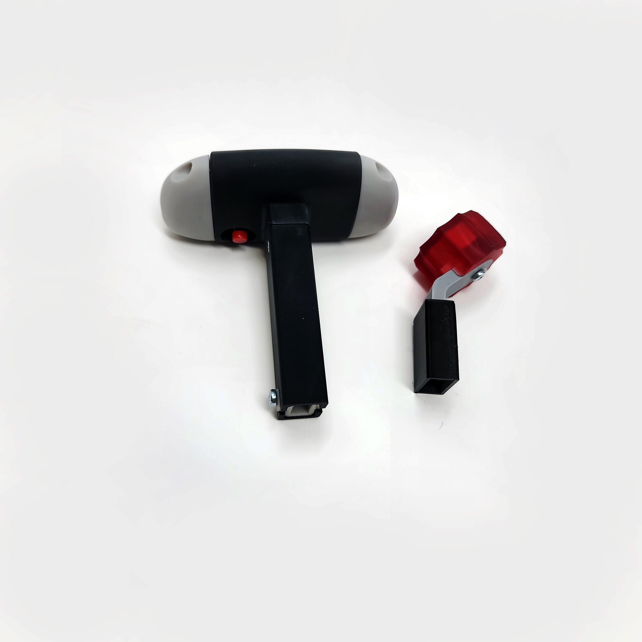 Set against a pristine white background, the elegant hand staple gun features a black handle and a red adjustment knob, evoking the precision associated with Prodesksim's Cirrus SR20/22/Vision Jet Throttle and Mixture Combo for the Saitek/Logitech Throttle Quadrant.